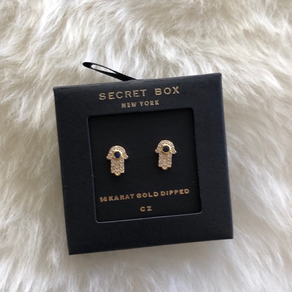 Hannah Beury Jewelry - 14K Gold Dipped Hamsa Stud Earrings